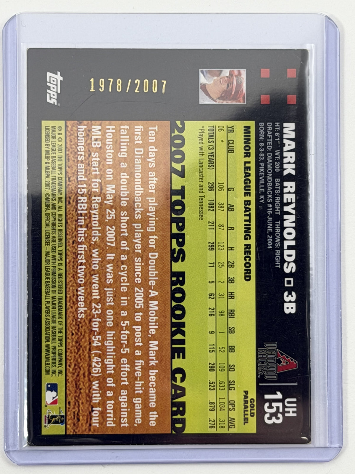 2007 Topps Updates & Highlights - Mark Reynolds Gold /2007 #UH153