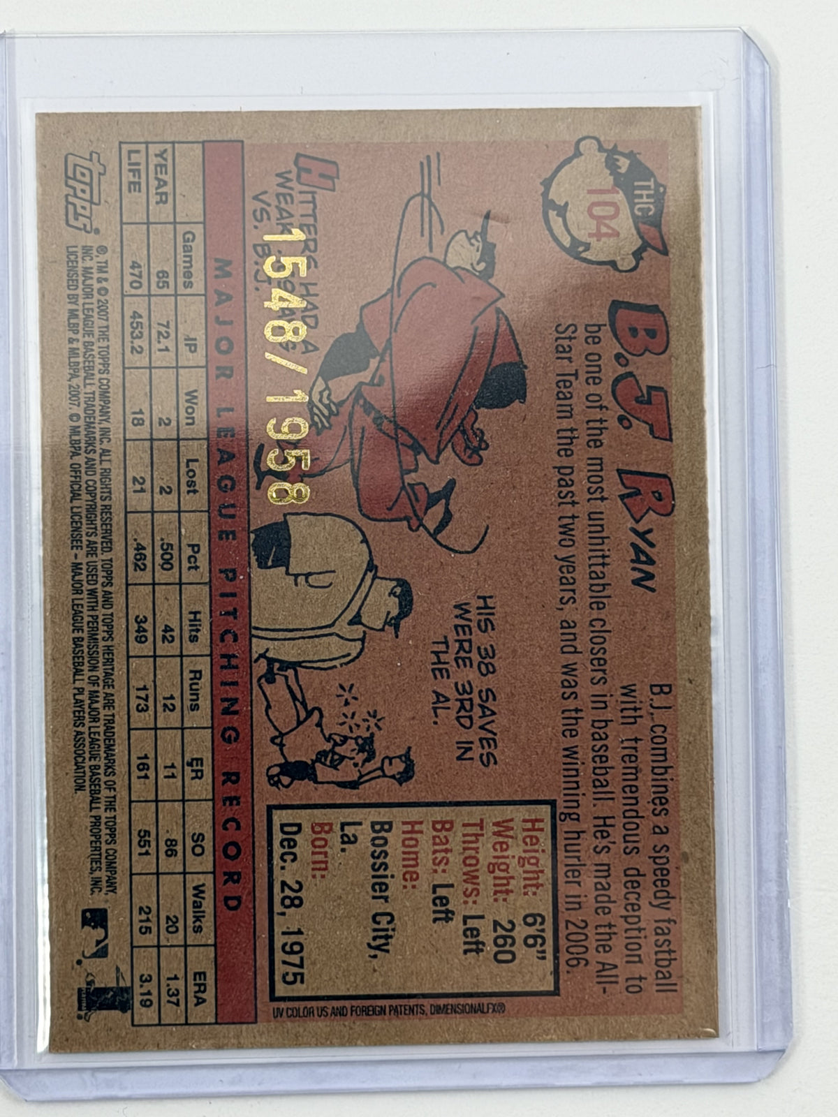 2007 Topps Heritage - B.J. Ryan Chrome /1958 #THC104